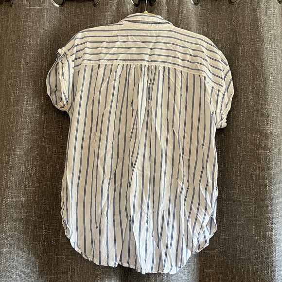 LOFT Blue and White Casual Button Down Shirt - Picture 7 of 11